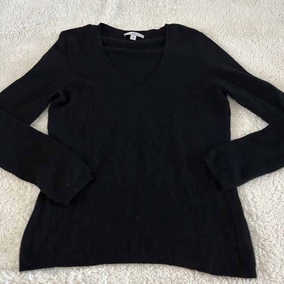 Caslon Womens Cashmere Sweater Size XL Black V Neck Long Sleeve Pullover Soft - Picture 2 of 7